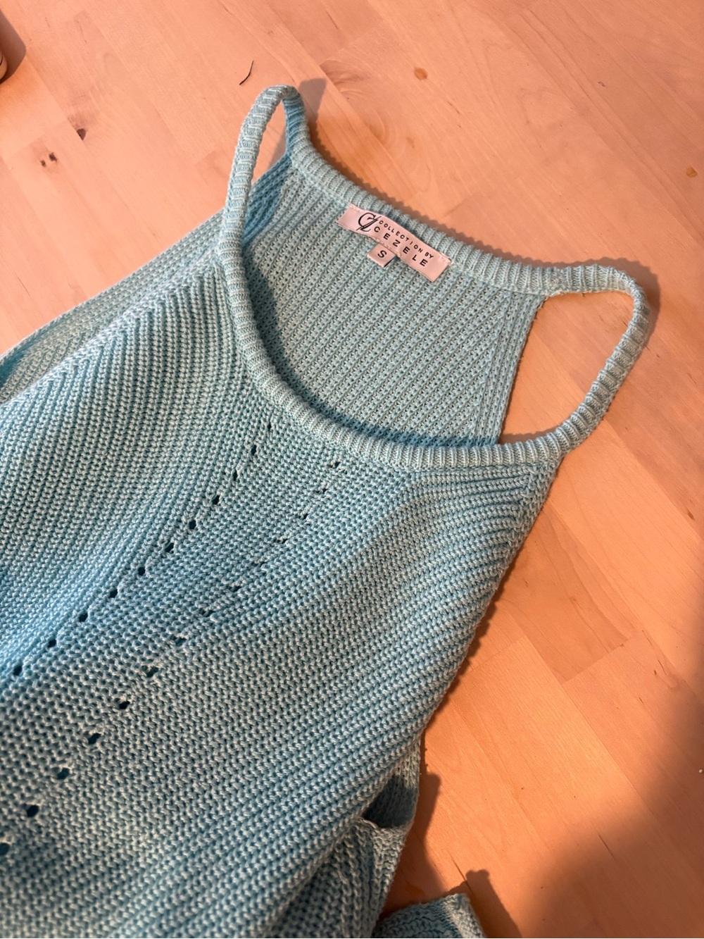 Light Sea Green/blue Knit Halter Tank